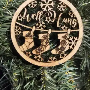 Christmas Stocking Ornaments - Festive wooden decoration with stockings and snowflakes. Perfect for.