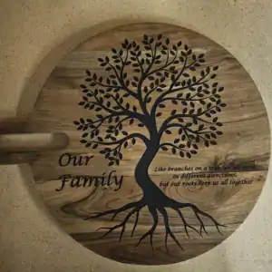 Family Tree Laser Engraved Charcuterie Board for family gatherings and special occasions.