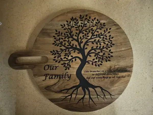 Family Tree Laser Engraved Charcuterie Board for family gatherings and special occasions.