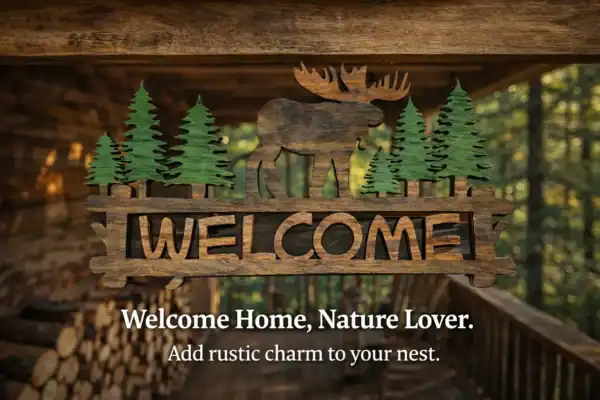 Welcome Moose Welcome Sign for rustic home decor and outdoor decoration.