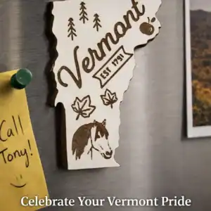 Vermont State Laser Engraved Magnet for Vermont pride and souvenirs.