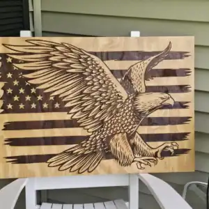 American Flag and Eagle wooden engraved wall art.