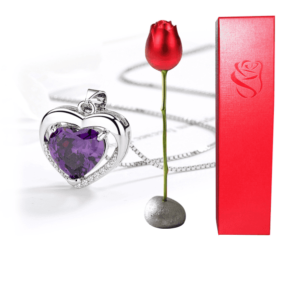 Precious heart-shaped purple gemstone pendant on silver chain, ideal for custom jewelry designs.