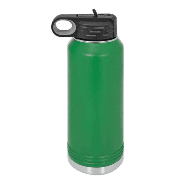 Eco-friendly stainless steel reusable water bottle with leak-proof lid.