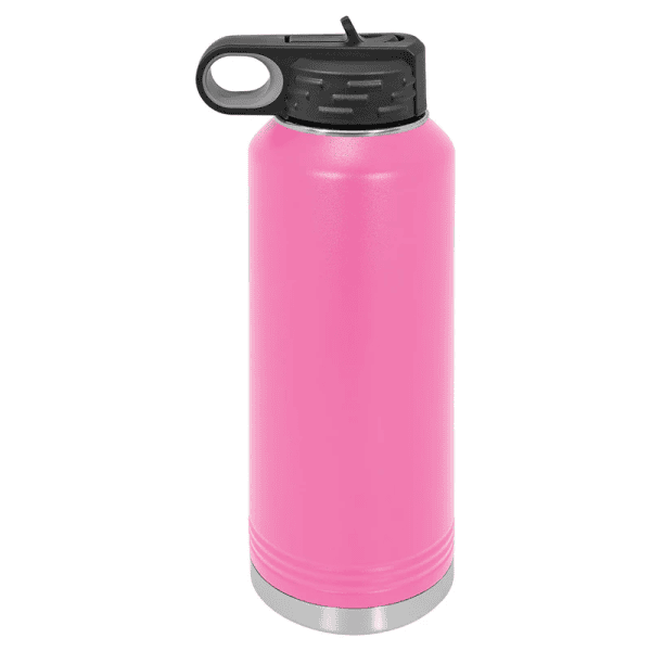 Custom engraved stainless steel water bottle for outdoor activities.