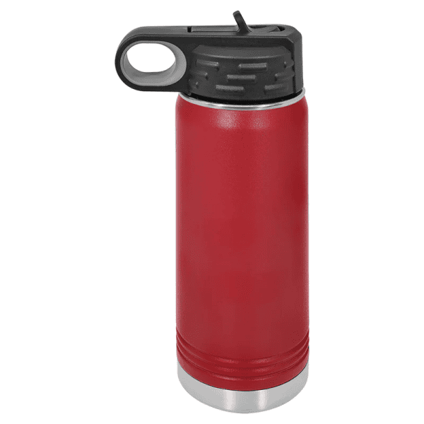 Custom laser engraved water bottle for fitness and outdoor enthusiasts.