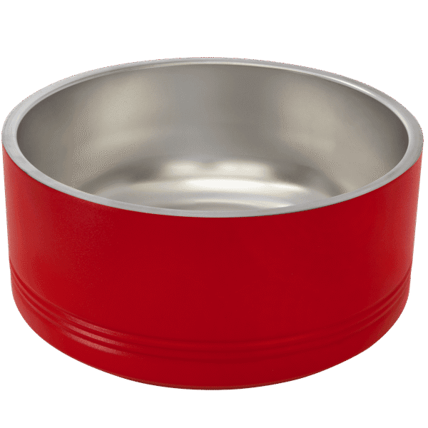 Insulated stainless steel pet bowl for dogs and cats, 64 oz capacity, durable and easy to clean.