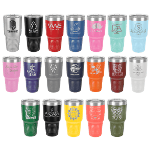 Custom engraved insulated stainless steel water bottles with personalized names and designs