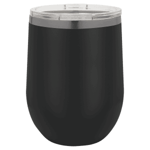 Durable black insulated tumbler perfect for personalized laser engraved designs.