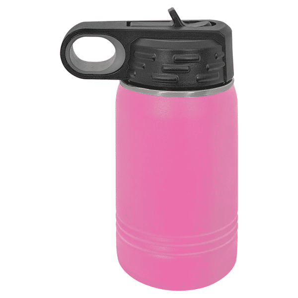 Personalized pink water bottle for sports and outdoor activities.