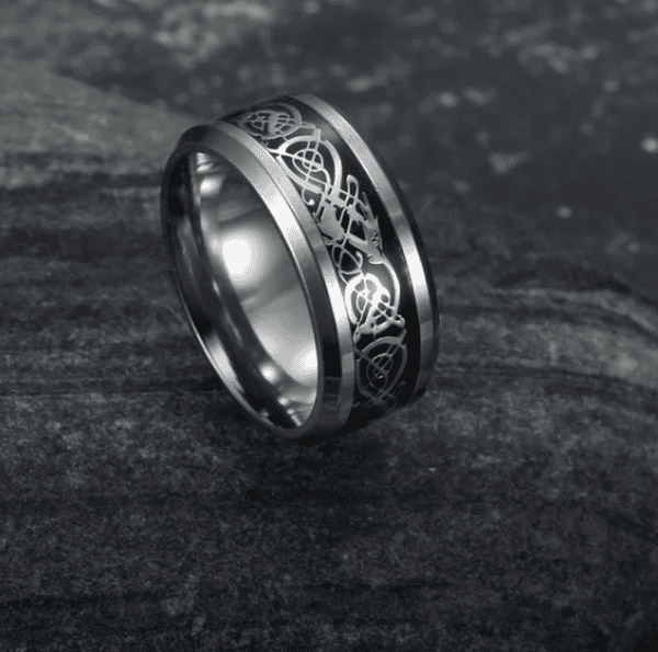 Custom engraved stainless steel wedding band for men and women, durable and stylish.